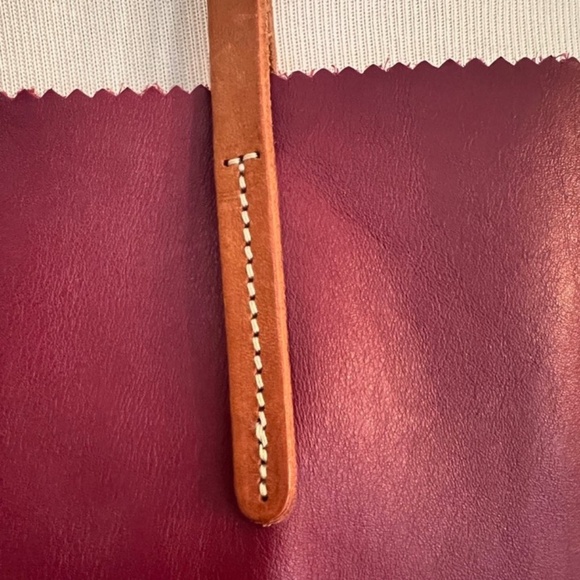 Jack Gomme Atelier Red Leather Tote, Burgundy, French Designer, 16 X 17 X 2 Inch - Picture 3 of 10